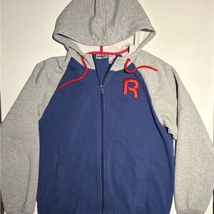 Reebok Blue and Gray Hoodie with Red Details